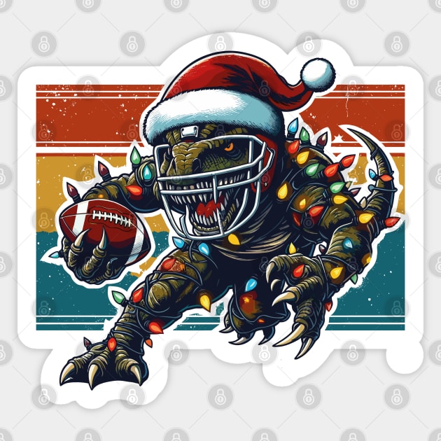 American Football T-Rex Christmas Lights Sticker by JessArty